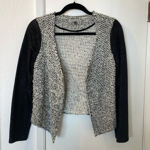 Tweed cardigan blazer in black and white